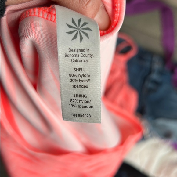 Athleta Bright Coral Striped Top Ariel Venice Swim Dress Size Small - Picture 6 of 12